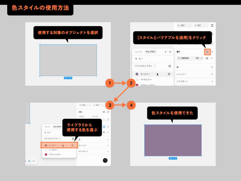 Figmaで色スタイルをライブラリに登録して再利用する方法